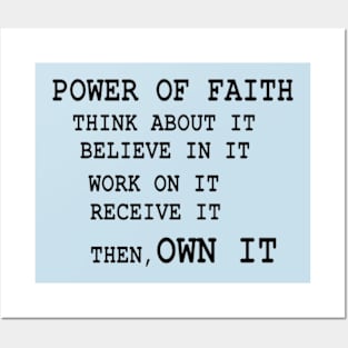 Power of Faith Illustration on Blue Background Posters and Art